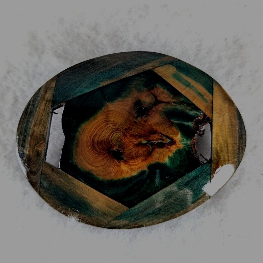Resin +Wood Oval pin slots to use for a belt Art to wear  Art show Handmade